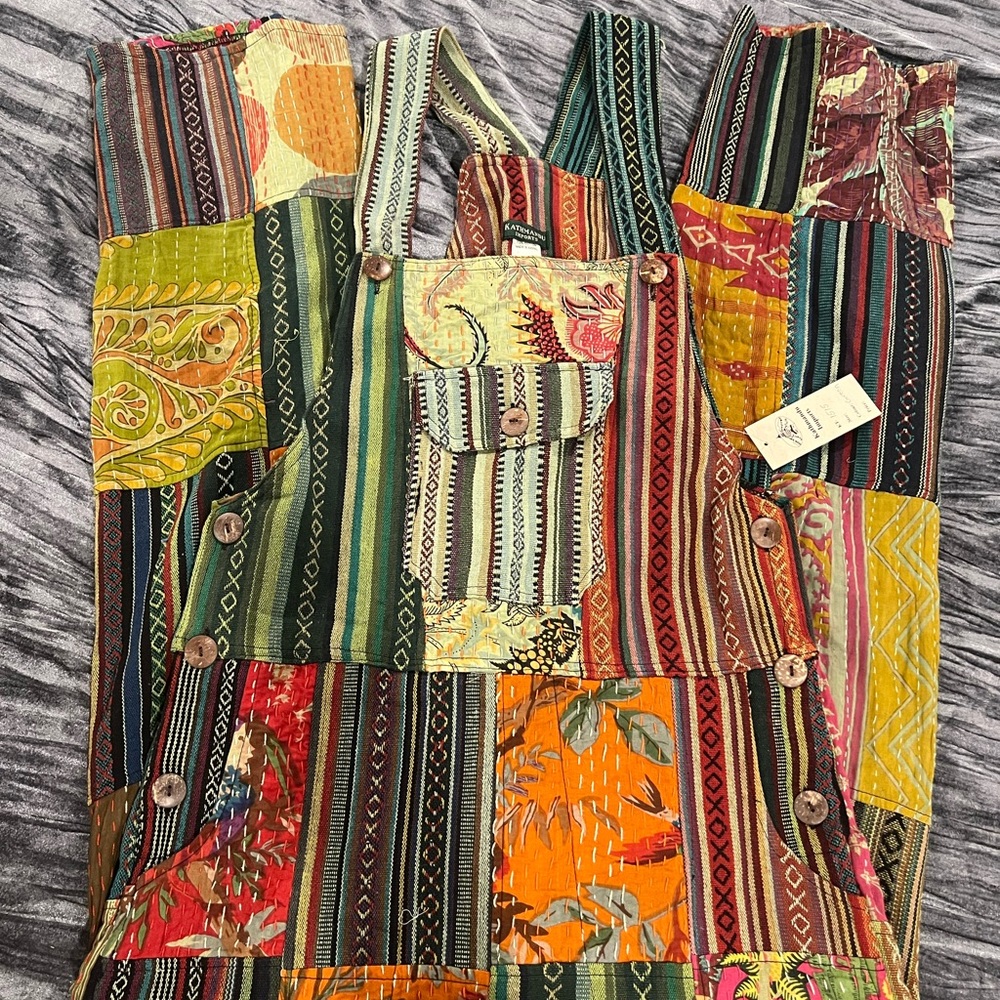 Colorful Patchwork Overalls